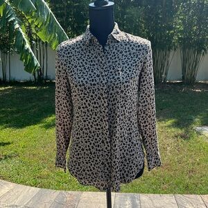 J.crew silk leopard print button down